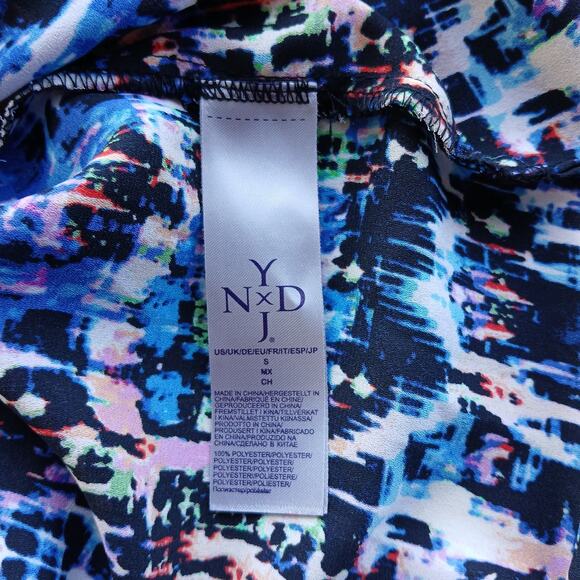 NYDJ Multicolor Pintuck Henley Blouse S pleated back hidden buttons 3/4 sleeves - Picture 6 of 12